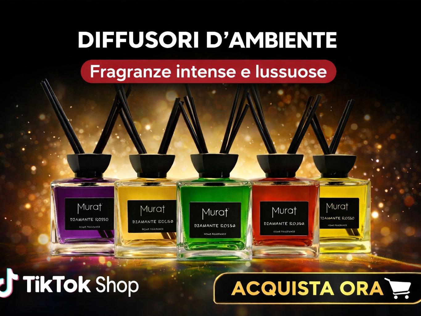 Murat Profumatore Ambiente da 500ml in Vetro con Bastoncini Diamante Rosso Elegante e Versatile per Atmosfere Accoglienti