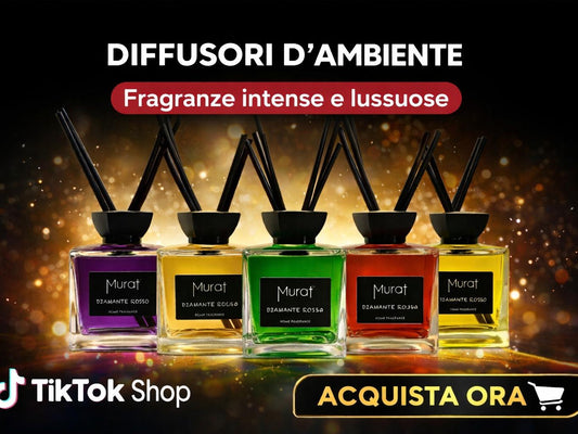 Murat Profumatore Ambiente da 500ml in Vetro con Bastoncini Diamante Rosso Elegante e Versatile per Atmosfere Accoglient