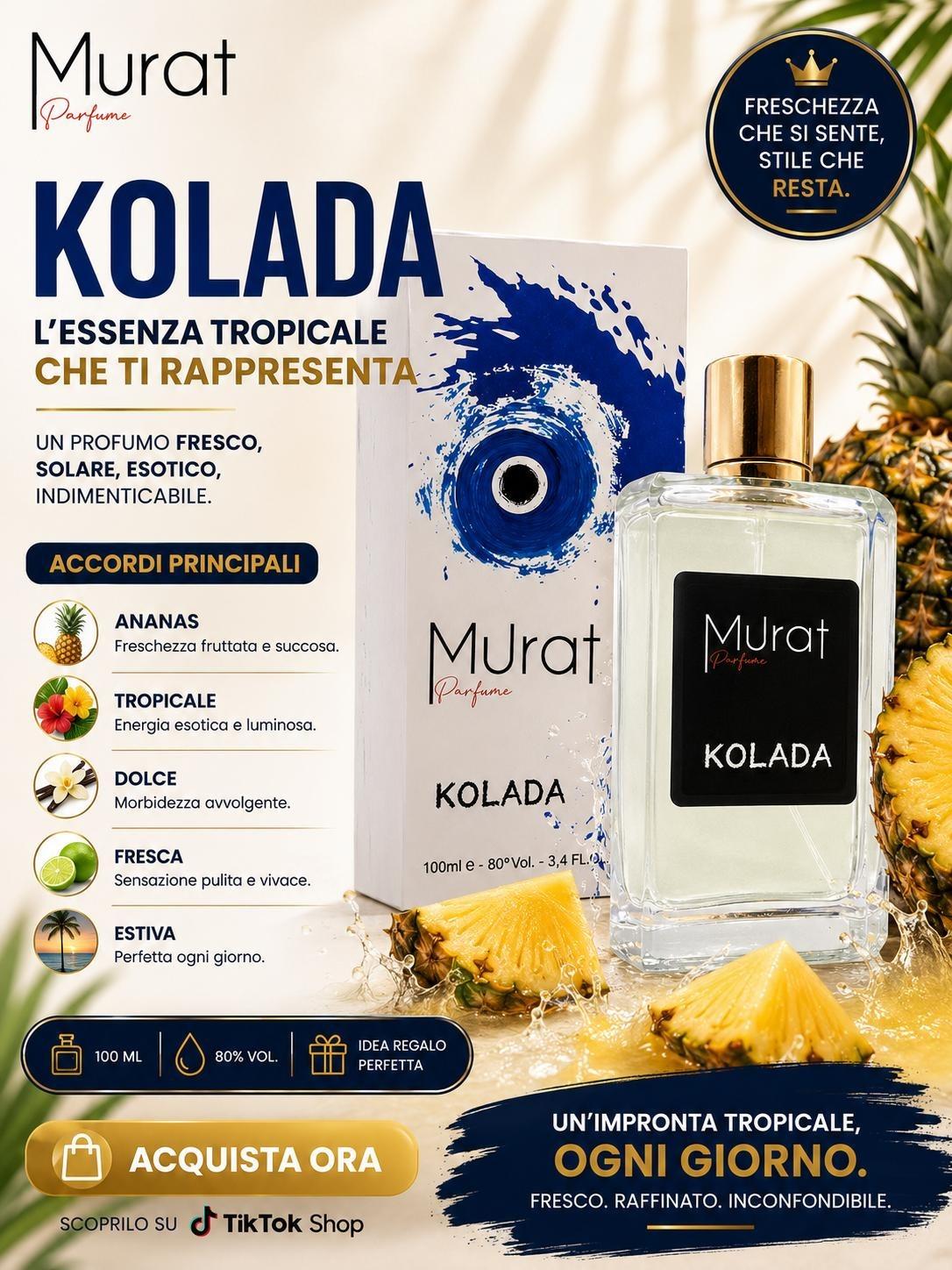 Murat Parfume KOLANDA 100ml - Fragranza Fresca con Note di Ananas per Ogni Giorno - Profumo Estivo e Luminoso - 100ml