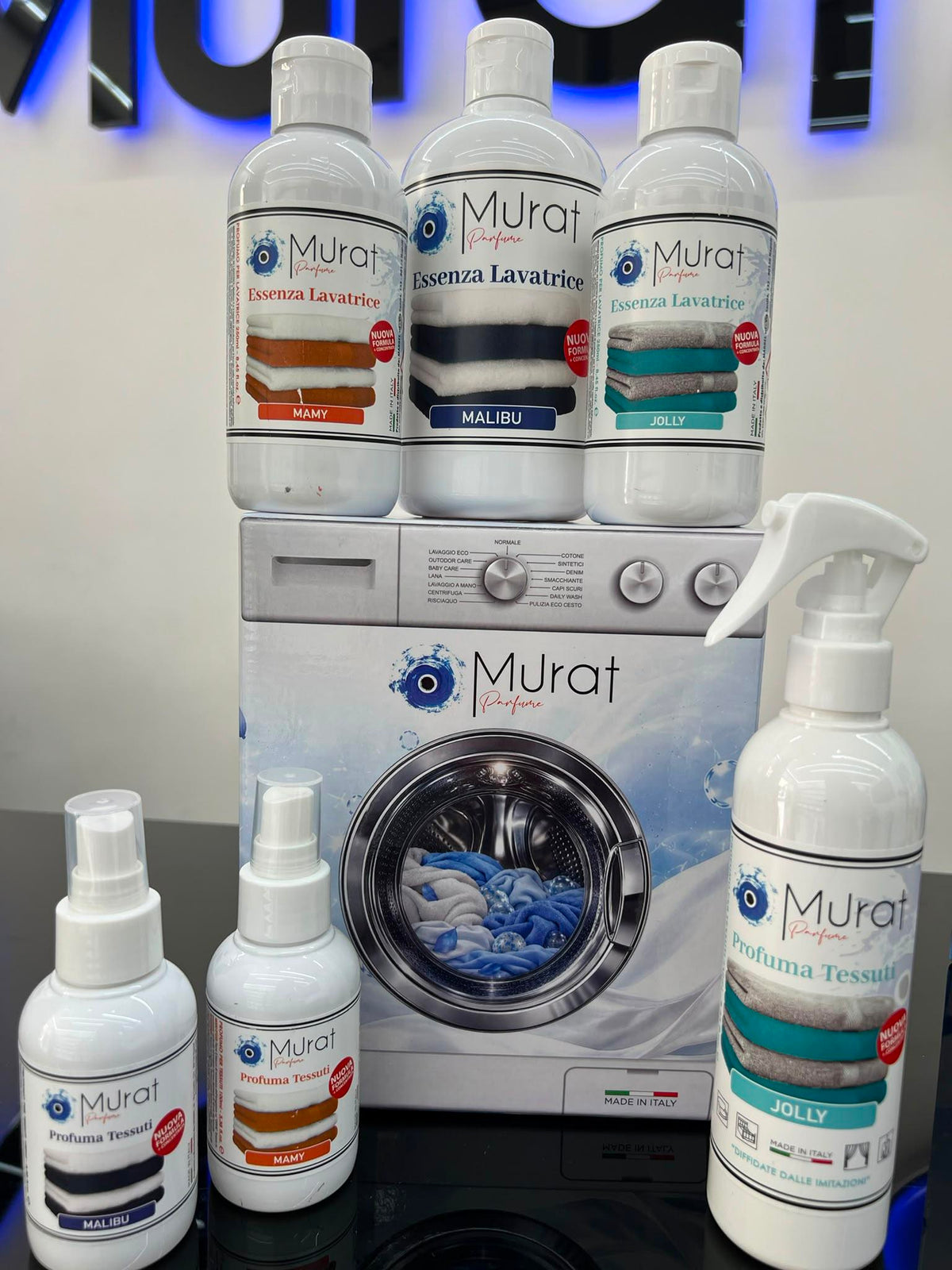Murat BOX LAVATRICE MAXI Set Completo per Profumare il Bucato con Essenze Malibu Mamy Jolly e Spray Tessuti